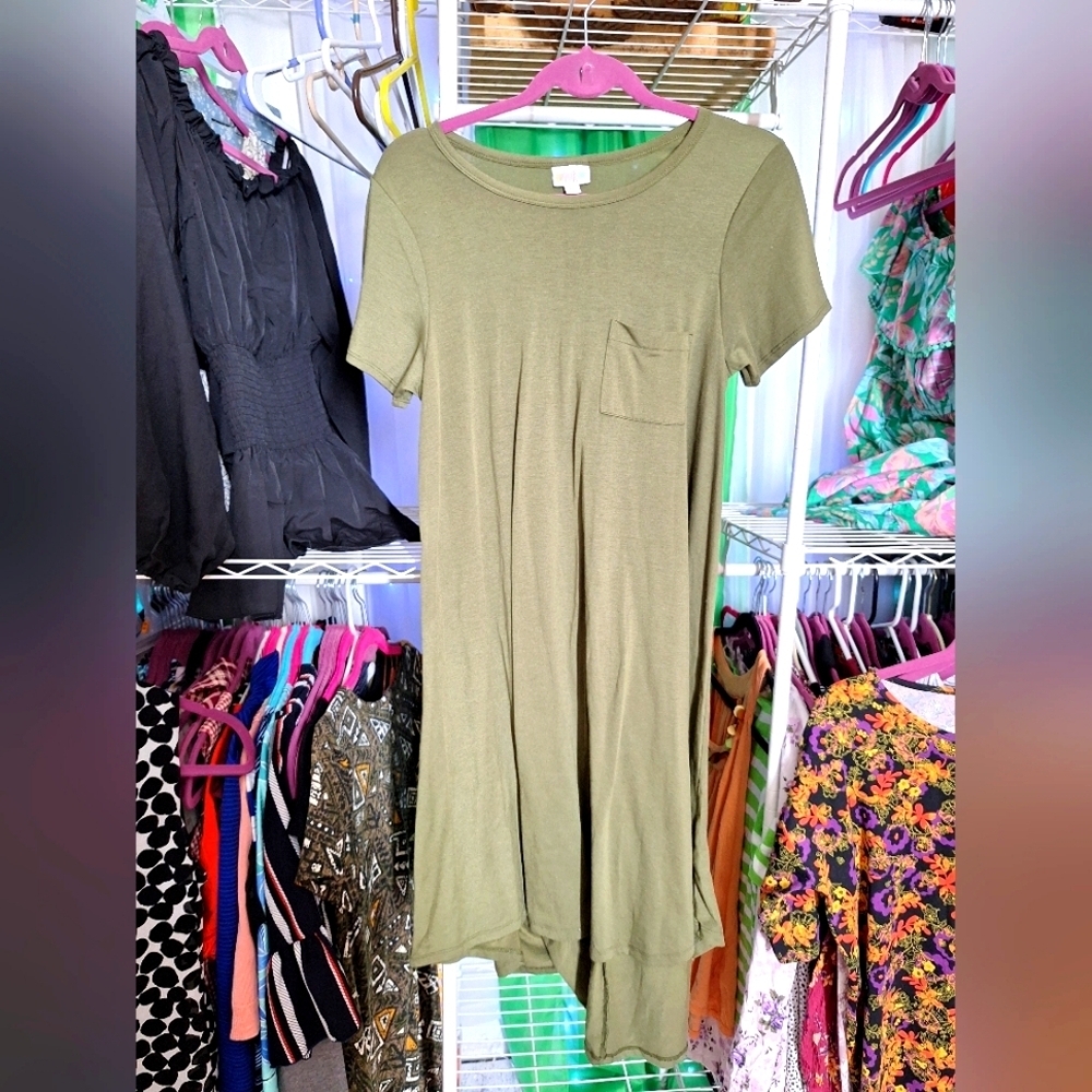 LULAROE MIDI DRESS SIZE XS OLIVE GREEN